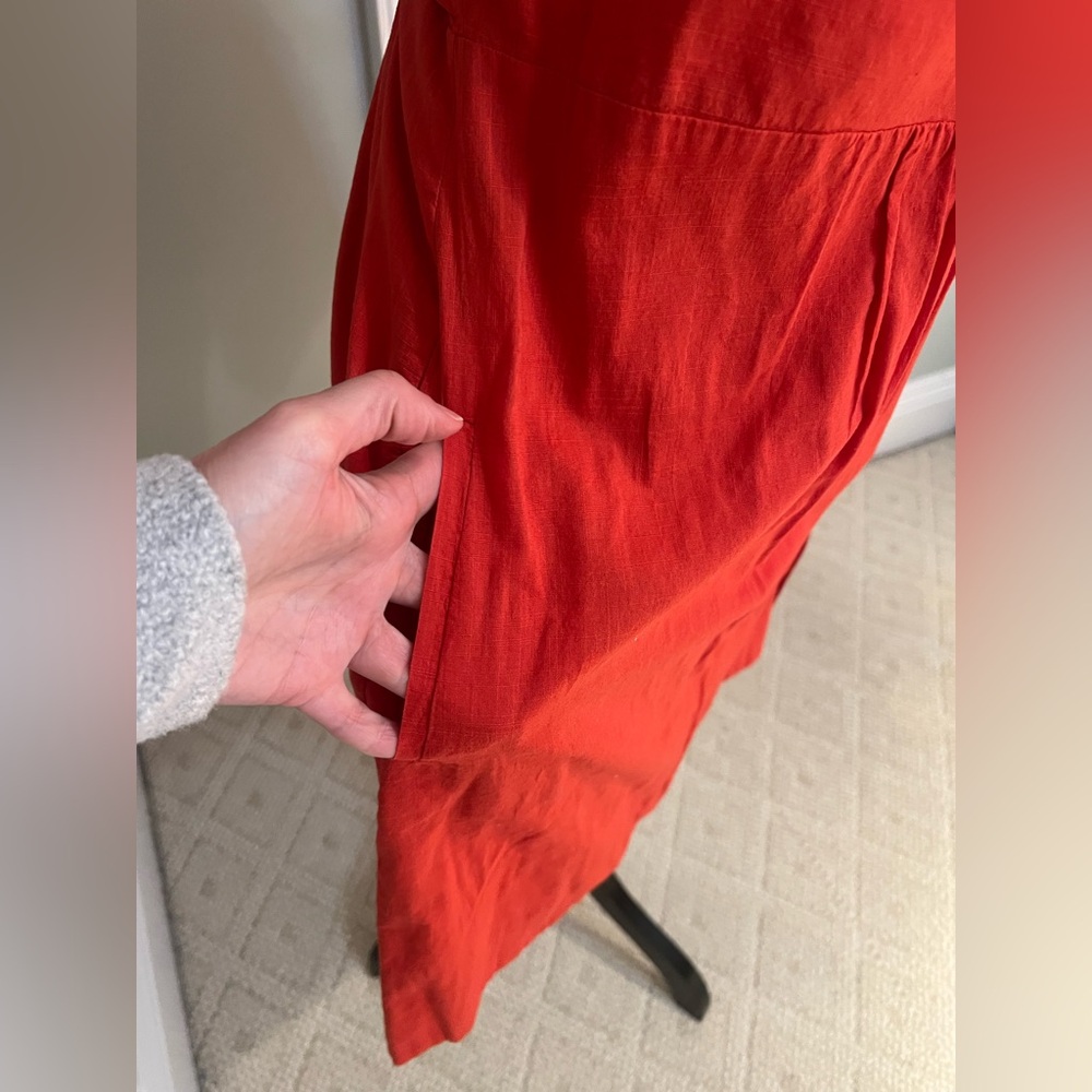 Nougat London Coral Ruffle Wrap Dress | Size 2 | Pockets | Like New - Picture 7 of 10